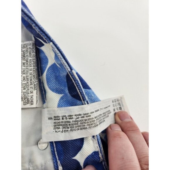 Zara Women's Blue Floral Print High Waist Button Fly Denim Jeans Size‎ 6 - Picture 5 of 8